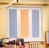 Кассетные шторы Уни-1. Модель - Альфа (голубой, персиковый)